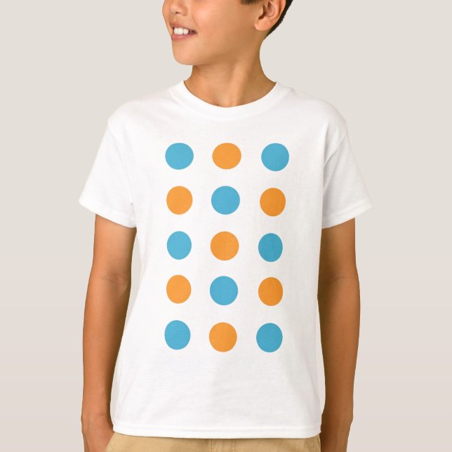 Blue and Orange Polka Dots T-Shirt (Front)