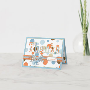 Blue and Orange Polka Dots Thank You Baby Shower Card