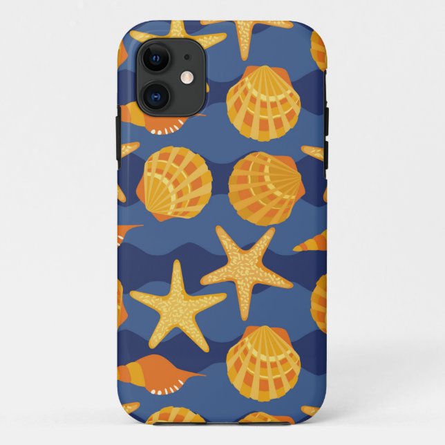 Blue And Orange Seashell Pattern Case-Mate iPhone Case (Back)