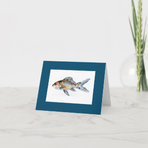 Blue and Orange Shubunkin Goldfish Fine Art  Card
