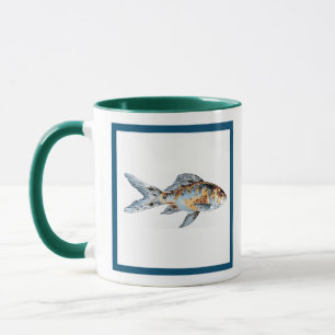 Blue and Orange Shubunkin Goldfish Fine Art Mug
