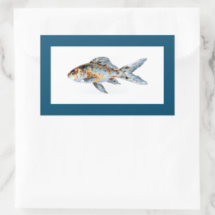 Blue and Orange Shubunkin Goldfish Fish Fine Art Rectangular Sticker