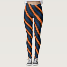 Blue and Orange Small Diagonal Stripe Leggings