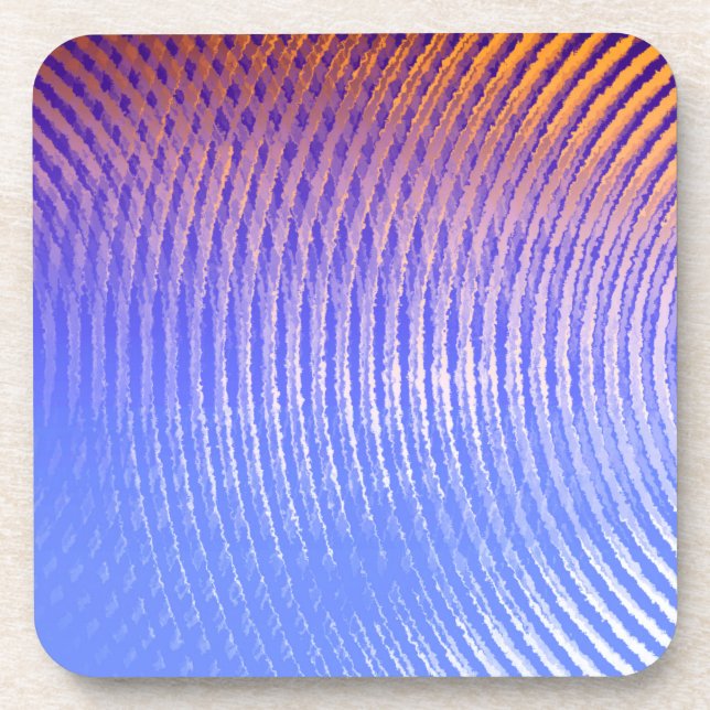 Blue and orange sound waves pattern coaster (Front)