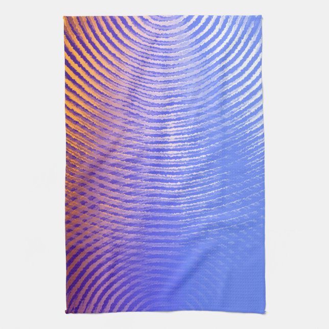 Blue and orange sound waves pattern tea towel (Vertical)