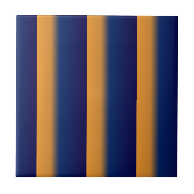 Blue and Orange Stripe  Ceramic Tile (Front)