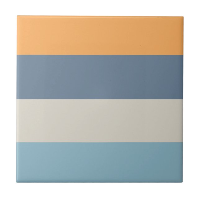 Blue and Orange Striped Ceramic Tile (Front)
