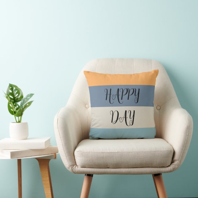 Blue and Orange Striped Cushion (Chair)