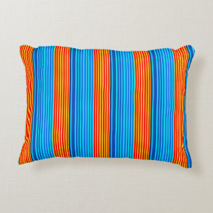 Blue and Orange Stripes Decorative Cushion