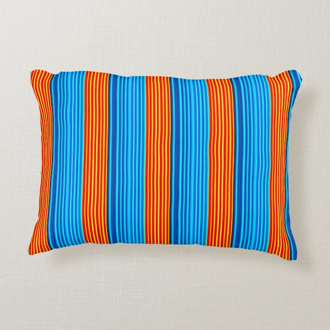 Blue and Orange Stripes Decorative Cushion (Back)