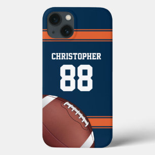 Blue and Orange Stripes Jersey Grid Iron Football iPhone 13 Case