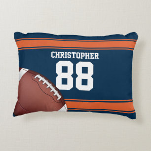 Blue and Orange Stripes Jersey Grid Iron Football Decorative Cushion