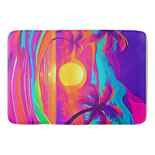 Blue and Orange Sunset Bath Mat
