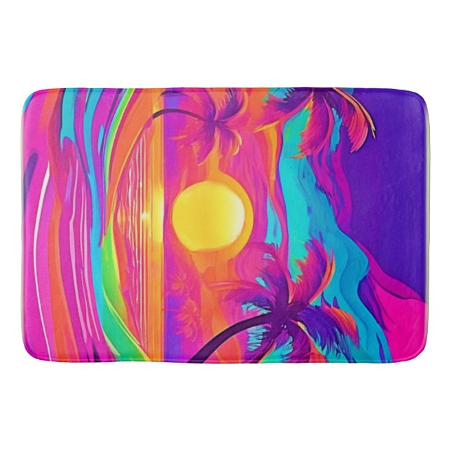 Blue and Orange Sunset Bath Mat (Front)