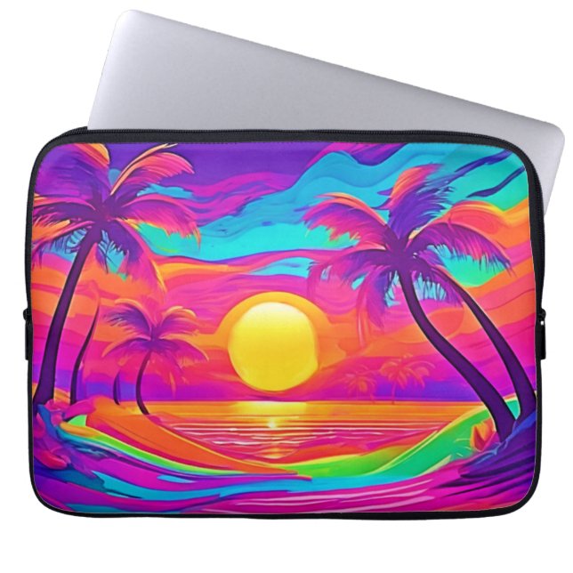 Blue and Orange Sunset Laptop Sleeve (Front)