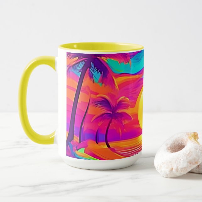 Blue and Orange Sunset Mug (With Donut)