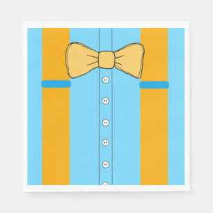 Blue and Orange Suspenders and Bow Ties Birthday Napkin