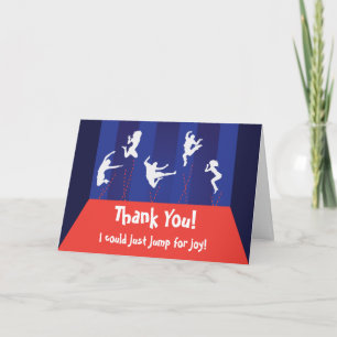 Blue and Orange Trampoline Party Thank You Card