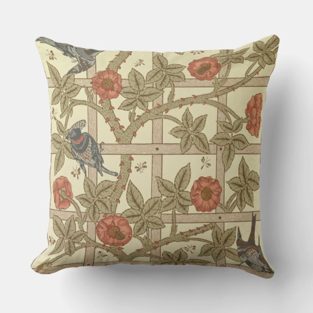 Blue and orange trellis wallpaper design, 1864 cushion (Front)