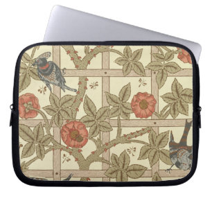 Blue and orange trellis wallpaper design, 1864 laptop sleeve