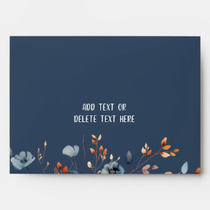 Blue and Orange Wildflowers Wedding Envelope