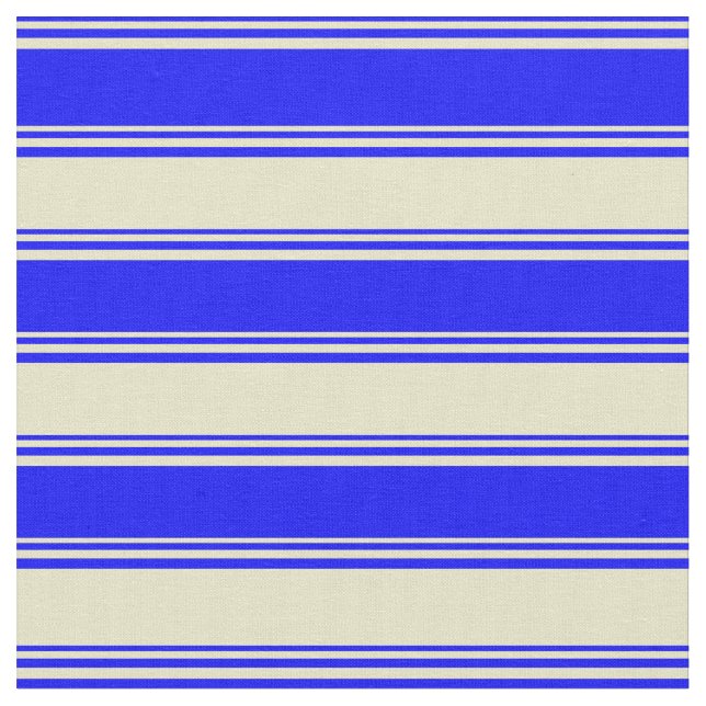 Blue and Pale Goldenrod Striped/Lined Pattern Fabric (Close Up)