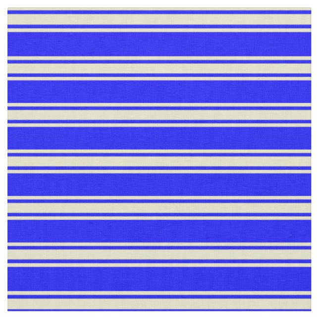 Blue and Pale Goldenrod Stripes/Lines Pattern Fabric (Close Up)
