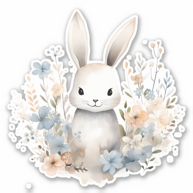 Blue and Peach Bunny Rabbit Wildflowers (Front)