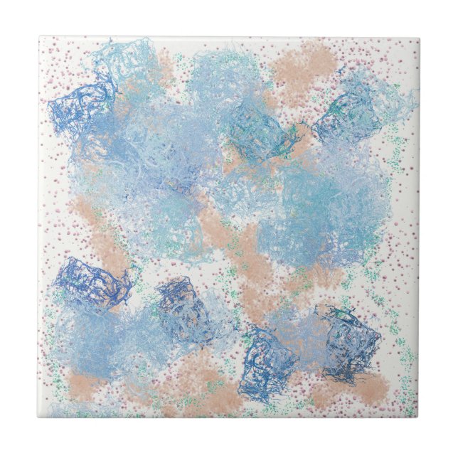 Blue and Peach Ceramic Tile (Front)