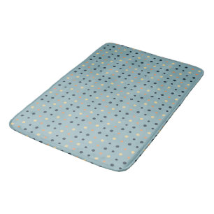 Blue and Peach Dots Bath Mat