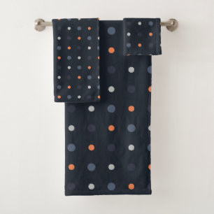 Blue and Peach Dots Bath Towel Set