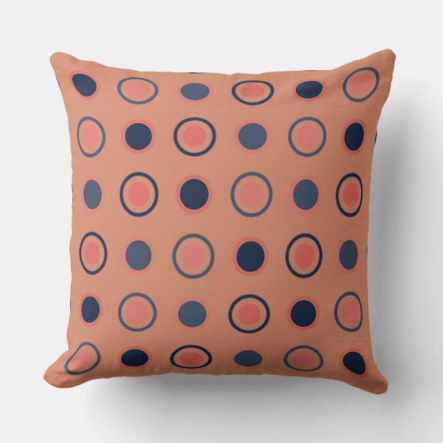 Blue and Peach Dots  Cushion (Front)