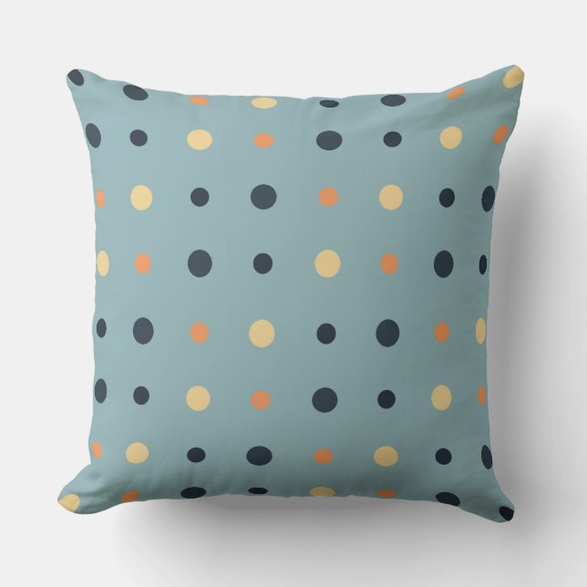 Blue and Peach Dots  Cushion (Front)