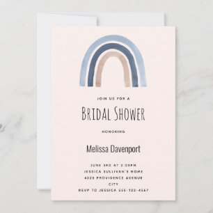 Blue and Peach Rainbow Boho Design Bridal Shower Invitation