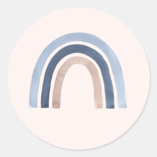 Blue and Peach Rainbow Boho Design Classic Round Sticker