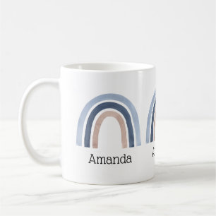 Blue and Peach Rainbow Boho Design Coffee Mug