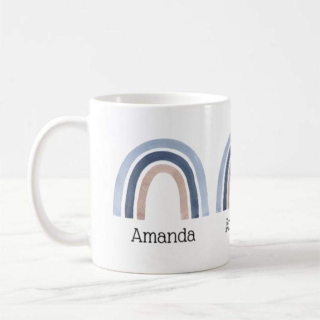 Blue and Peach Rainbow Boho Design Coffee Mug (Left)