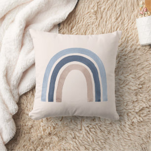 Blue and Peach Rainbow Boho Design Cushion