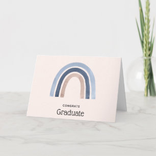 Blue and Peach Rainbow Boho Design Graduation Card