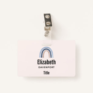 Blue and Peach Rainbow Boho Design ID Badge