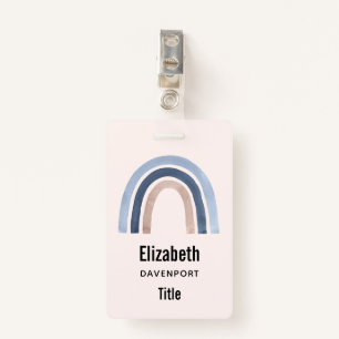 Blue and Peach Rainbow Boho Design ID Badge