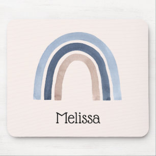 Blue and Peach Rainbow Boho Design Mouse Pad