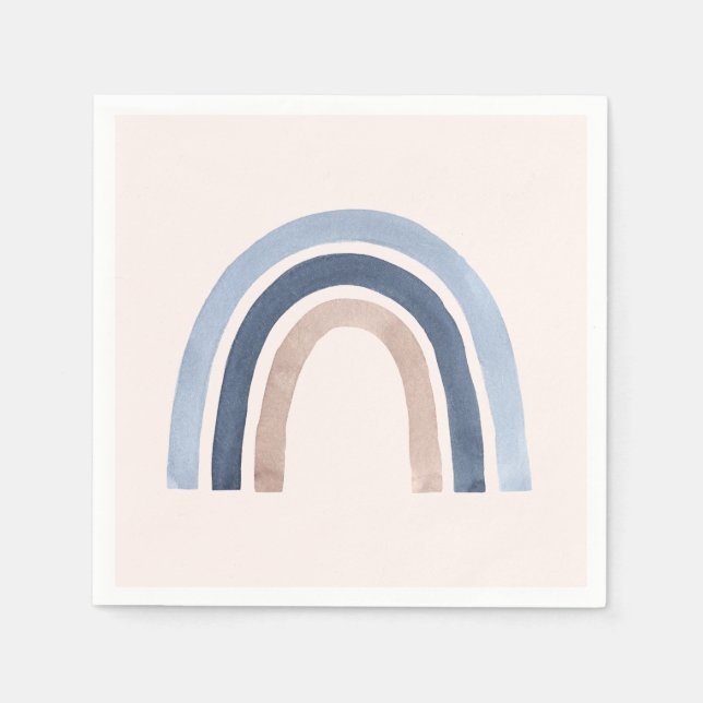 Blue and Peach Rainbow Boho Design Napkin (Front)