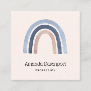 Blue and Peach Rainbow Boho Design Square Business Card