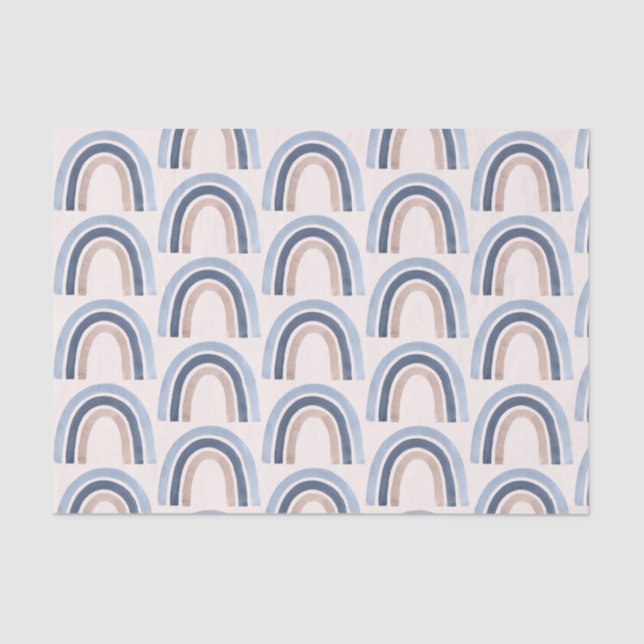 Blue and Peach Rainbow Boho Pattern Tissue Paper (Front)