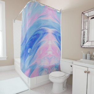 blue and pin abstract painting shower curtain