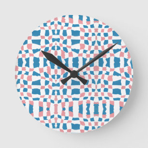 Blue and Pink Abstract Round Clock