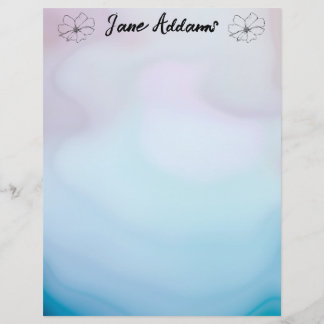 Blue and Pink Agate Custom Letterhead