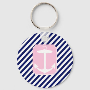 Blue and Pink Anchor Key Ring