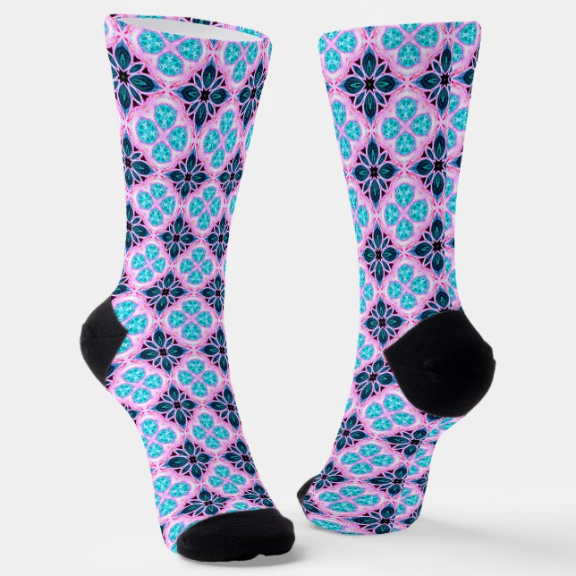 Blue And Pink Argyle Socks (Angled)